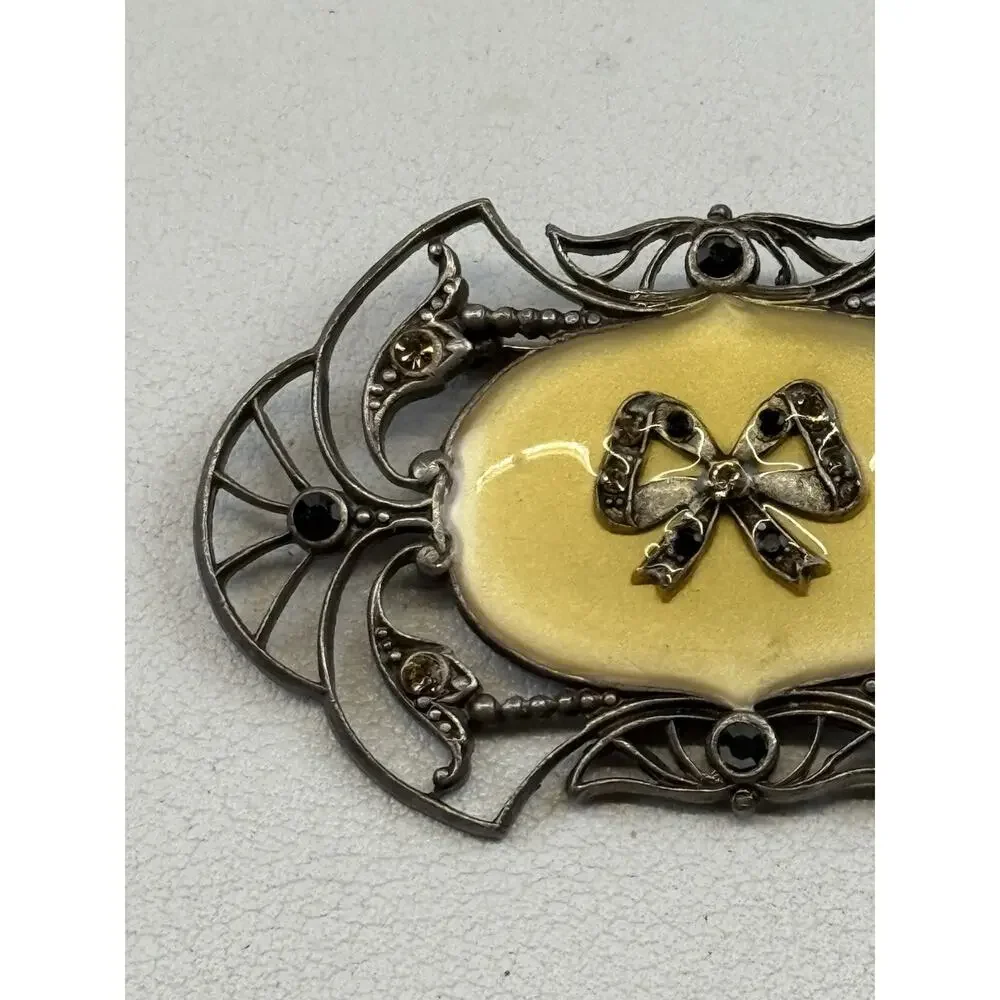 Vintage Catherine Popesco Brooch Enamel Bow Center